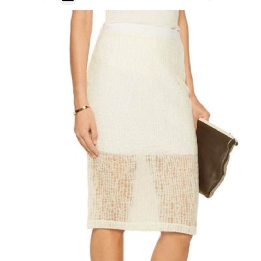 T By Alexander Wang Crinkle Knit Double Layer Skirt Wook Blend Ivory Size XS